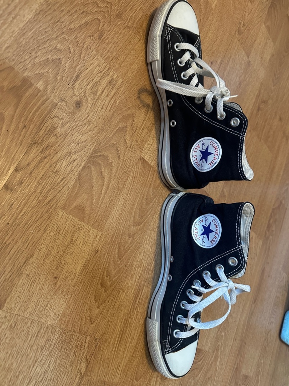 Converse Black High Top Canvas Sneakers with White Trim - Picture 9 of 16